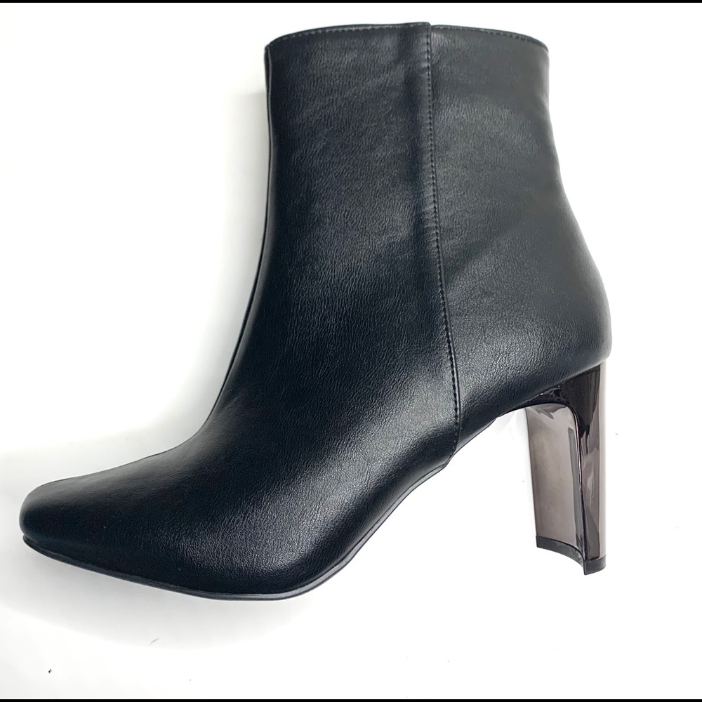 Black Ankle Shine Heeled Booties